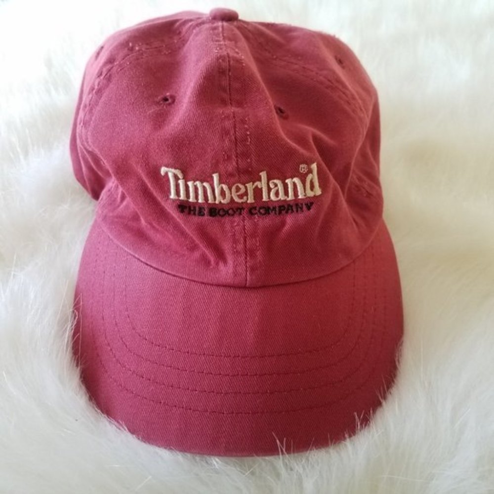 Red Timberland embroidered adjustable hat